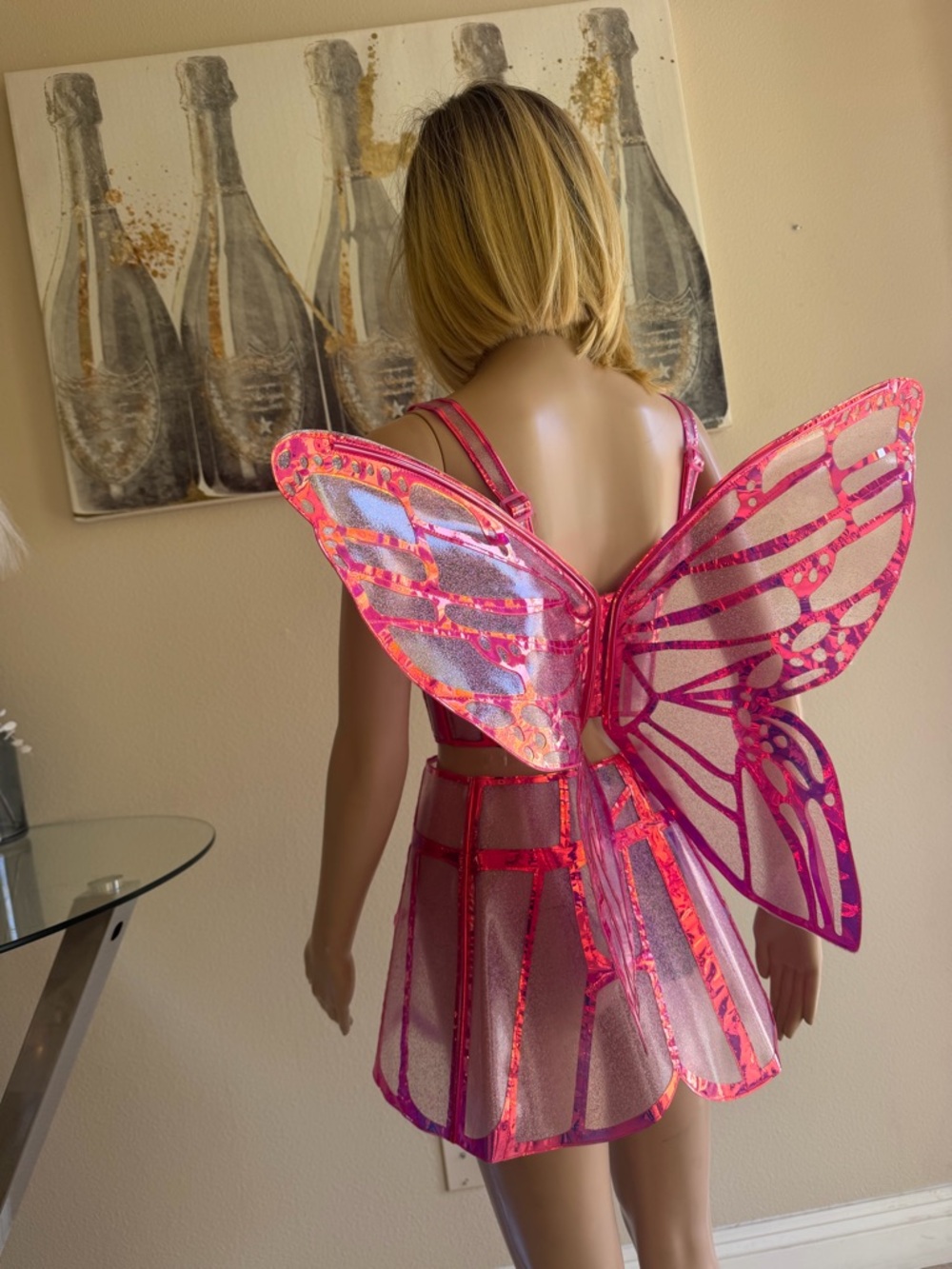 Dolls Kill Pink Iridescent Mesh Corset & Mini Skirt Set - Picture 11 of 13